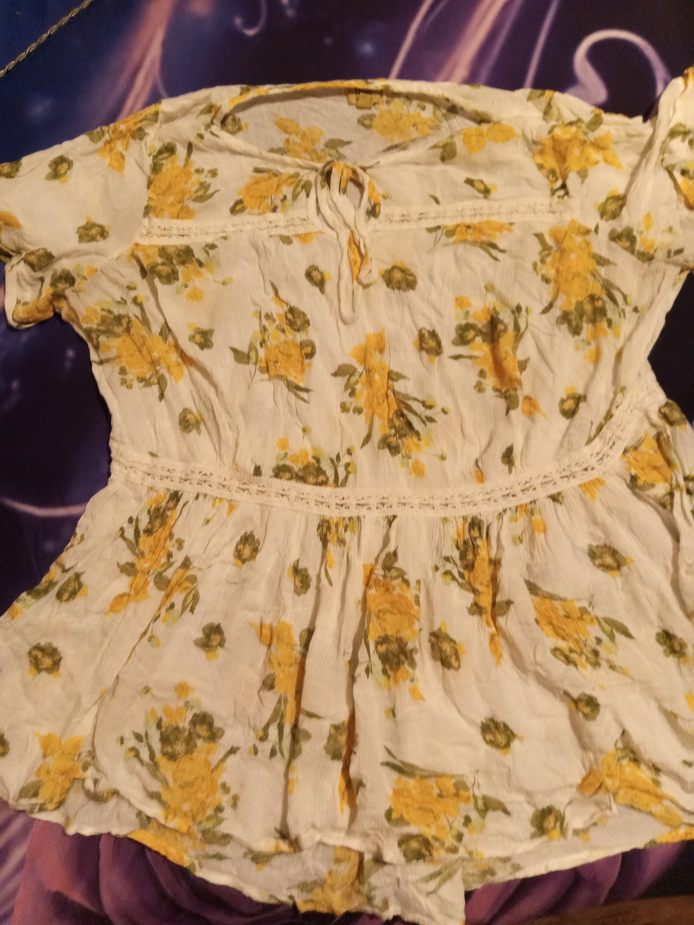 True Craft Cream Blouse with Yellow Floral Print